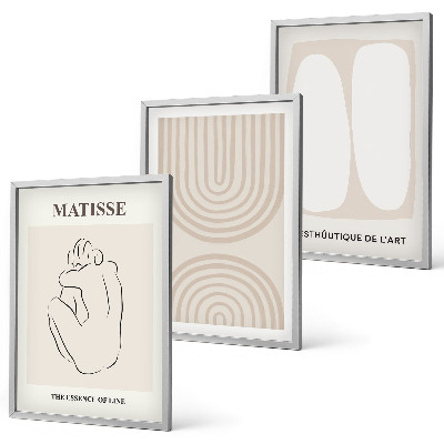 Conjunto de 3 quadros com moldura Linhas minimalistas elegantes