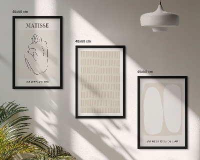 Conjunto de quadros para sala de estar Linhas, formas, bege, branco