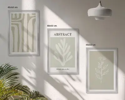 Composição de quadros moderna com padrões abstratos de plantas