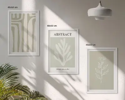 Composição de quadros moderna com padrões abstratos de plantas