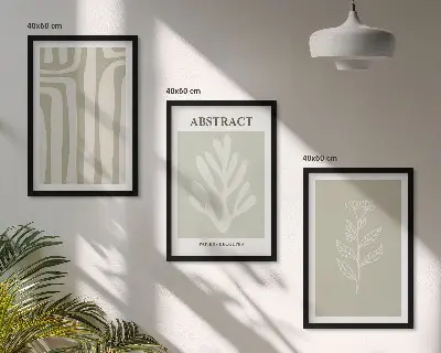Composição de quadros moderna com padrões abstratos de plantas