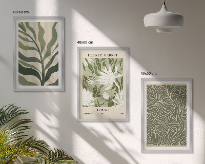 Conjunto de 3 quadros com moldura Decorações boho com estampas de plantas