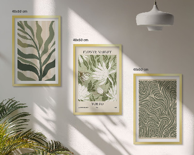 Conjunto de 3 quadros com moldura Decorações boho com estampas de plantas