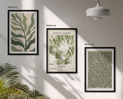 Conjunto de 3 quadros com moldura Decorações boho com estampas de plantas