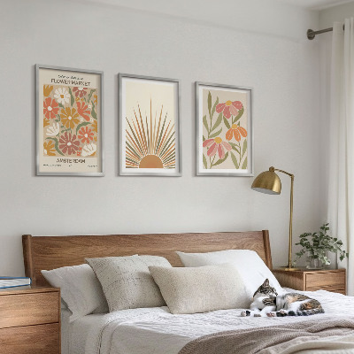 Composição de quadros moderna Girassóis em tons pastel