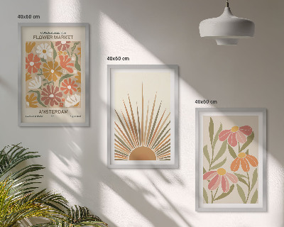 Composição de quadros moderna Girassóis em tons pastel