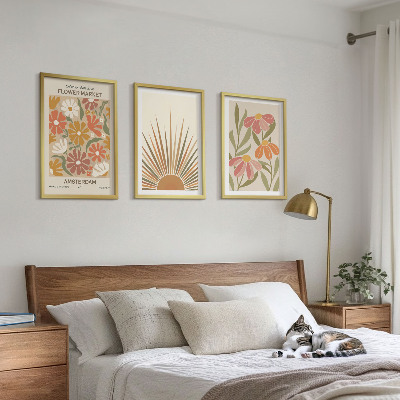 Composição de quadros moderna Girassóis em tons pastel