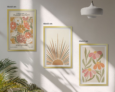 Composição de quadros moderna Girassóis em tons pastel