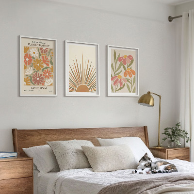 Composição de quadros moderna Girassóis em tons pastel