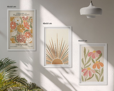 Composição de quadros moderna Girassóis em tons pastel