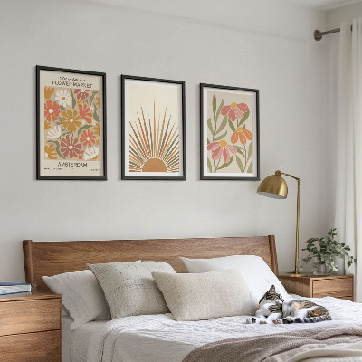 Composição de quadros moderna Girassóis em tons pastel
