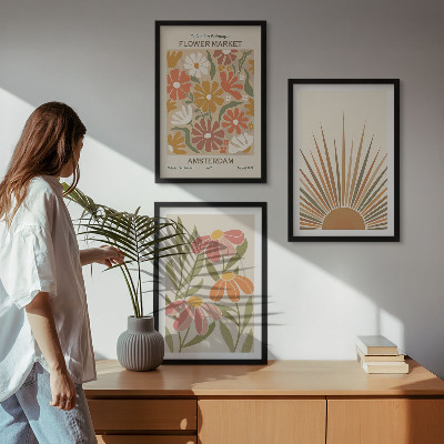 Composição de quadros moderna Girassóis em tons pastel
