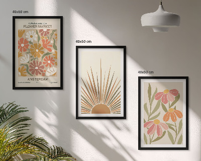 Composição de quadros moderna Girassóis em tons pastel