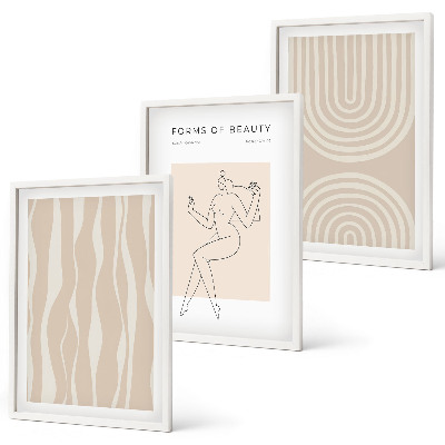 Conjunto de 3 quadros com moldura Decorações boho abstratas