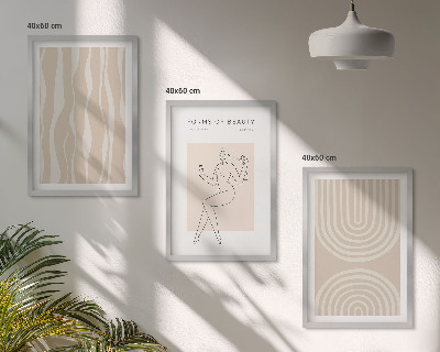 Conjunto de 3 quadros com moldura Decorações boho abstratas