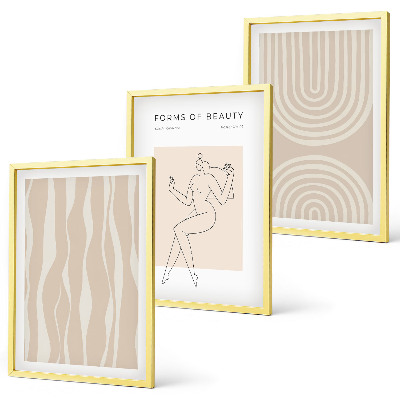 Conjunto de 3 quadros com moldura Decorações boho abstratas