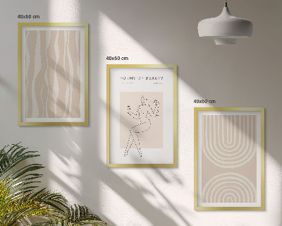 Conjunto de 3 quadros com moldura Decorações boho abstratas