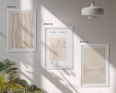 Conjunto de 3 quadros com moldura Decorações boho abstratas