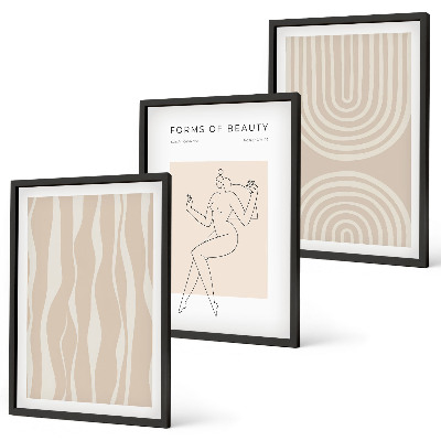 Conjunto de 3 quadros com moldura Decorações boho abstratas