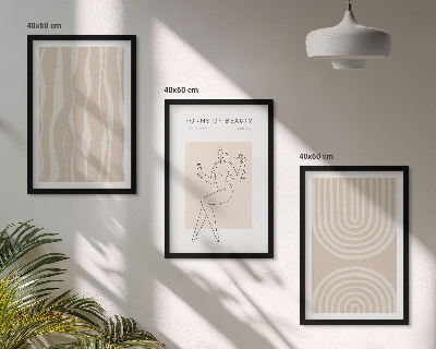 Conjunto de 3 quadros com moldura Decorações boho abstratas