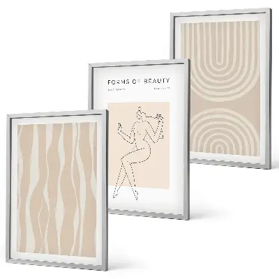 Conjunto de 3 quadros com moldura com decorações abstratas estilo boho