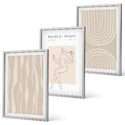 Conjunto de 3 quadros com moldura Decorações boho abstratas