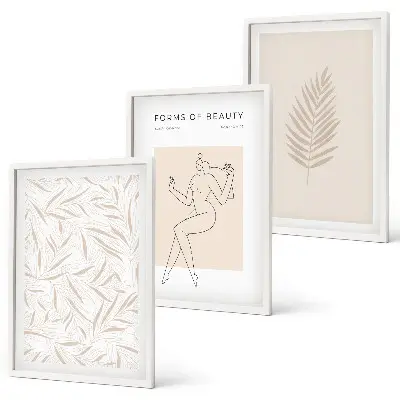 Composição de quadros moderna com motivos botânicos minimalistas