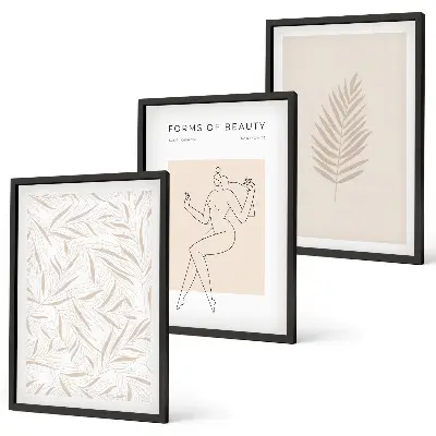 Composição de quadros moderna com motivos botânicos minimalistas