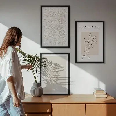 Composição de quadros moderna com motivos botânicos minimalistas