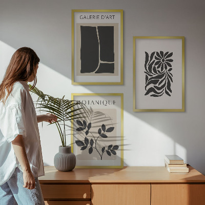 Conjunto de quadros para sala de estar Padrões abstratos de plantas