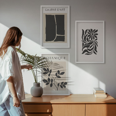 Conjunto de quadros para sala de estar Padrões abstratos de plantas