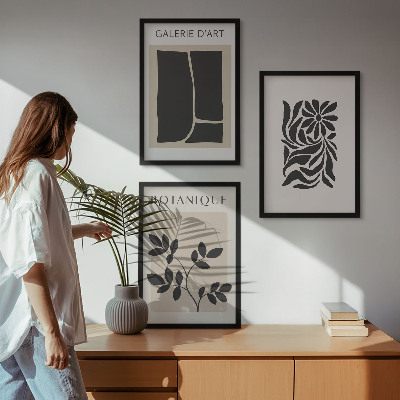 Conjunto de quadros para sala de estar Padrões abstratos de plantas