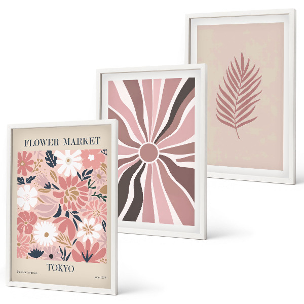 Composição de quadros moderna Padrões e geometria de folhas florais