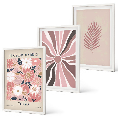 Composição de quadros moderna Padrões e geometria de folhas florais