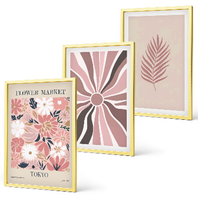 Composição de quadros moderna Padrões e geometria de folhas florais