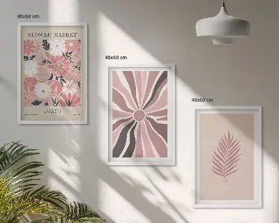 Composição de quadros moderna com padrões geométricos de folhas florais