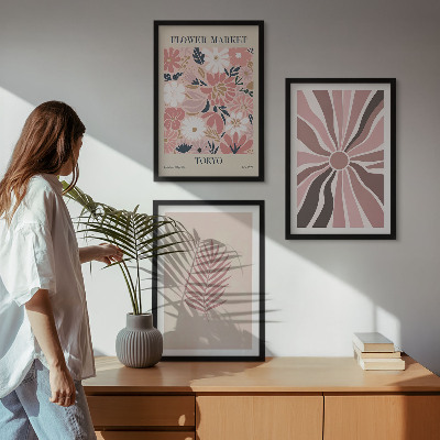 Composição de quadros moderna Padrões e geometria de folhas florais