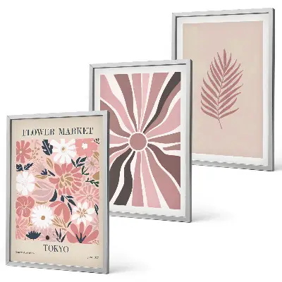 Composição de quadros moderna com padrões geométricos de folhas florais