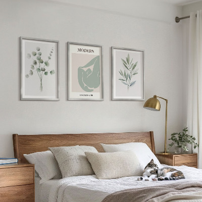 Conjunto de quadros para sala de estar Motivos vegetais em verde