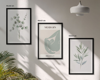 Conjunto de quadros para sala de estar Motivos vegetais em verde