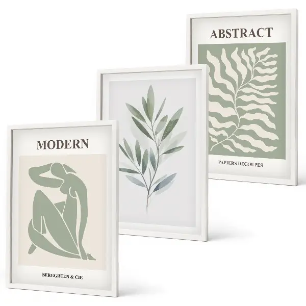 Composição de quadros moderna com design boho em aquarela estilo Matisse