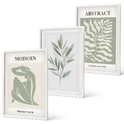 Composição de quadros moderna com design boho em aquarela estilo Matisse