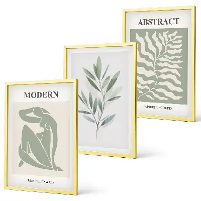 Composição de quadros moderna com design boho em aquarela estilo Matisse