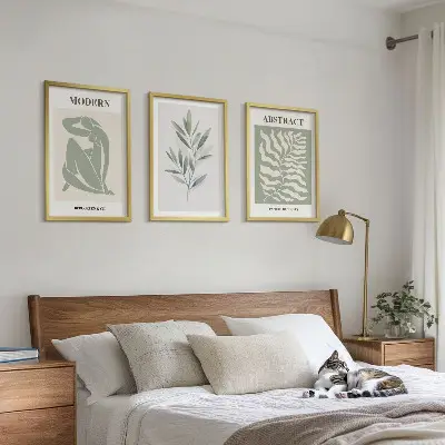 Composição de quadros moderna com design boho em aquarela estilo Matisse