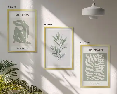 Composição de quadros moderna com design boho em aquarela estilo Matisse