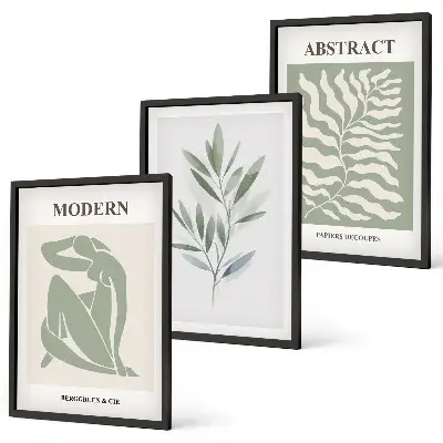 Composição de quadros moderna com design boho em aquarela estilo Matisse