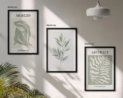 Composição de quadros moderna com design boho em aquarela estilo Matisse