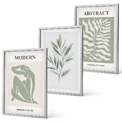 Composição de quadros moderna com design boho em aquarela estilo Matisse