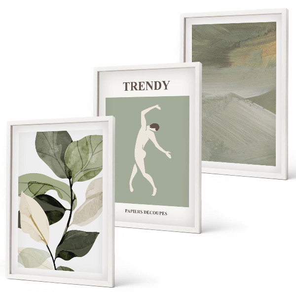 Conjunto de quadros para sala de estar padrões abstratos de silhuetas de plantas