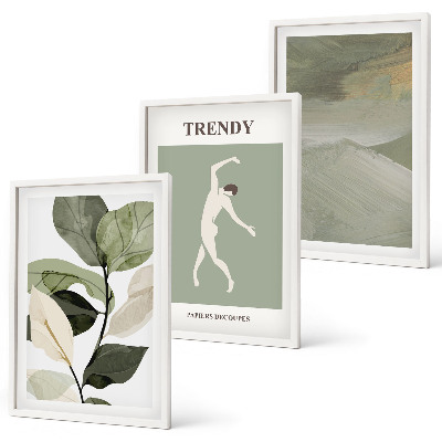 Conjunto de quadros para sala de estar padrões abstratos de silhuetas de plantas